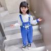 Traje de dos piezas de pantalones con tirantes para bebé primavera y otoño Rojo de internet estilo oceánico caricatura out bebé manga larga lindo mameluco súper lindo
