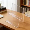Estante de Livros Acrílica de Duas Camadas Tamanho A4 Display Trapezoidal Transparente para Cosméticos Porta-Máscaras Carteira de Camada Dupla Porta-Exibição de Celular