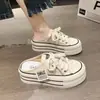 Nuevas Zapatillas de Verano 2026 con Suela Gruesa para Aumentar la Altura, Zapatillas de Mediodía Versátiles de Moda, Zapatos de Lona Casuales a la Moda para Mujer