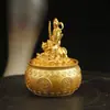 Novo Dourado Areia Zhao Gongming Tigela do Tesouro Enfeites Giratórios Decoração de Mesa de Escritório Enfeites da Fortuna Enfeites do Deus Marcial da Riqueza