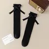 Calcetines para niñas, nuevo producto otoño 2026, calcetines largos para niños, calcetines de media pantorrilla para bebé, calcetines apilados con encaje de lazo de princesa