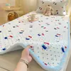Cobertor de Cama de Lã de Leite de Gaze de Camada Dupla Conjunto de Três Peças Cobertor Usável dos Dois Lados Protetor de Colchão Cama para Dormitório de Estudante