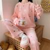 Pijama de Vellón Coral para Mujer Invierno Grueso Ropa Exterior Lindo Franela Ropa para el Hogar Traje Cárdigan Largo Holgado a la Moda