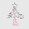 Nuevo Ins Exquisito y Lindo de Alta Apariencia Multicolor Resina Flocado Oso Corazón Estrella Fresa Llavero DIY