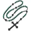 Collar Retro Religioso Personalizado No Magnético Transfronterizo Europeo y Americano Colgante de Piedra Natural con Cuentas Hecho a Mano Rosario