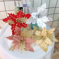 Hilo de red Flor de Navidad Decoración navideña para el hogar Accesorios de decoración para árboles de Navidad Comercio exterior Productos más vendidos Venta directa de fábrica