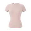 Camiseta Corta de Manga Corta con Cuello Redondo Simple de Moda Verano Nuevo Versátil Ajustado Casual Base de Tencel Lino Top