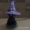 Lámparas de Sombrero de Bruja Resina Gótico Noche de Halloween Lámpara de Sombrero de Gato Bruja Adorno