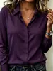 Camisa de Tejido Elástico en Cuatro Direcciones con Botones Ocultos para Mujer de Fábrica Original, Anti-Arrugas, Sin Planchar, Camisa de Manga Larga para el Trabajo y Negocios, Disponible para Venta al por Mayor y Personalización