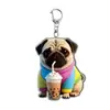 Design em Camadas Série de Animais Cão Pug Gato Ovelha Chaveiro de Acrílico Pingente para Mochila Em Estoque Envio Transfronteiriço