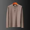 Camisa de otoño con cuello mao para hombre de mediana edad y ancianos, cuello semi-alto, camiseta interior, camiseta gruesa, top de camisa cálida de otoño, venta al por mayor