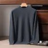 Suéter 100% cachemir puro para hombre, suéter de punto liso con cuello semi-alto, suéter de negocios de lujo ligero, nueva camiseta térmica cálida