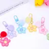 Nuevo Llavero de Bola de Felpa Flor Macaron Cadena Brillante de Flor de Color Caramelo Accesorio Chica Dopamina