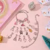 Pulseira de Contas Rosa de Natal DIY Ecológica Transfronteiriça Conjunto de Advento com Caixa Cega de 24 Compartimentos Caixa de Presente