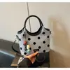 Bolso Cubo de Gran Capacidad con Lunares para Mujer 2026 Verano Nuevo Estilo Coreano Bolso de Mano de Nicho Bolso Cruzado Bolso de Viaje