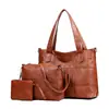 Bolsa Feminina 2026 Nova Bolsa Feminina de Couro Macio Grande Capacidade Bolsa Mãe e Filho Conjunto de Três Peças Versátil Elegante Bolsa de Ombro Bolsa Tote