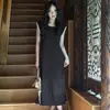 Camisón sin mangas con tacto de seda 2026 Nuevo estilo chino de verano Chaleco Vestido largo holgado Elegante para mujer