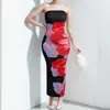 2026 Moda Femenina Europea y Americana Transfronteriza Verano Nuevo Estilo Sexy Vestido Bodycon Estampado sin Tirantes con Abertura