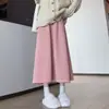 Falda de terciopelo de algodón, modelo otoño 2026, de cintura alta, adelgazante, línea A, bajo amplio, falda de paraguas, elegante, falda de longitud media
