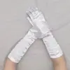 Luvas de Casamento para Noivas Luvas de Performance de Palco com Efeito Amassado Luvas de Casamento Cetim Luvas de Cetim