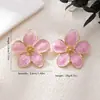 Pendientes de Flor Rosa con Goteo de Aceite Estilo Pastoral Fresco Pequeños de Venta Caliente Transfronteriza Adecuados para que las Mujeres los Usen en Vacaciones Diarias