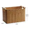 Grande cesta de armazenamento com trama semelhante ao rattan, no estilo INS da moda, perfeita para organizar armários e guarda-roupas, e para armazenamento simples na sala de estar