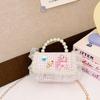 Bolso de hombro elegante para niños, bolso de moda para mujer con perlas de dibujos animados, bolso de mensajero portátil con cadena de princesa simple, venta al por mayor