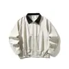 Ropa Vintage Yidao Otoño 2026 Nuevo Diseño Japonés Retro de Bloques de Color con Parches de Cuero Chaqueta Holgada Versátil para Hombre