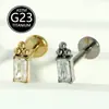 Stud de Lábio Geométrico com Zircônia Inserida, Stud de Osso da Orelha, Joia para Piercing de Orelha, Feito de Liga de Titânio F136 1,2mm com Rosca Interna, Agora Disponível