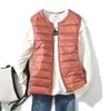 Chaleco Ligero de Plumas Transfronterizo para Mujer Corto Cuello Redondo Otoño e Invierno Nuevo Chaleco Forro de Chaqueta de Plumas Talla Grande Chaleco Fuera de Temporada