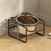 Comedero para Gatos de Acero Inoxidable Doble Tazón Comedero para Perros Cuenco para Comida de Gato Protección de la Columna Cervical Bebedero para Gatos Bebedero para Perros Antivuelco Suministros para Mascotas