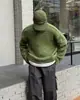 Suéter verde de mohair retrô masculino de inverno estilo coreano usar casaco suéter de marca da moda uma geração de pelo