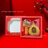 Nuevo Colgante de Hoja de Bodhi de Buda Zodiacal Oro Puro 999 12 Signos del Zodiaco Pegatinas para Teléfono Móvil Set de Caja de Regalo Venta al por Mayor