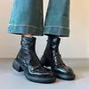 Botines Casuales de Suela Blanda para Mujer, Botines Chelsea de Piel Genuina con Tacón Grueso y Punta Redonda, Botas Versátiles para Ropa de Trabajo, Nuevo Estilo Invierno 2025