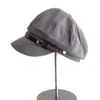 Hebilla de cinturón estilo retro británico octagonal para mujer, gorra de visera versátil casual de otoño, gorra de periódico elegante y que estiliza el rostro, moderna