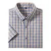 [Tencel + Algodón Peinado] Camisa de Manga Corta a Cuadros Retro Verano para Hombre Casual Simple Juvenil Sin Planchar