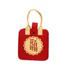 Bolsa de feltro vermelha com estampa floral vazada para o Festival do Meio Outono, sacola de presente, sacola para embalagem de caixa de bolos da lua, lembrancinha