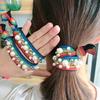 Corea del Sur Dongdaemun lazo estampado de leopardo con cuentas banda para el cabello goma para atar el cabello cuerda para el cabello arcoíris tela perla cuerda para el cabello