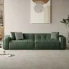 Sofa Pequeno Simples para Casa Estilo Minimalista Moderno Cor Creme Tecido Italiano Linha Reta Bloco de Tofu Sala de Estar