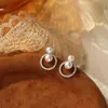 Pendientes Sencillos de Perlas de Imitación Estilo Coreano para Mujer, Pendientes Versátiles de Circonita Microincrustada de Moda, Joyería para Orejas de Lujo Ligero y de Alta Gama al por Mayor