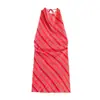 Vestido de verano a rayas plisado con cuello halter estilo europeo y americano para mujer 12504 color de la imagen mezcla de fibra sintética retazos