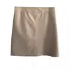 Falda corta de cuero marrón para mujer, otoño, cintura alta, falda tubo de cuero PU, falda ajustada sexy, adelgazante, corta, de un solo paso