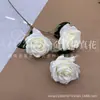 Flor Artificial con 3 Cabezas de Rosa de Diamante para Fondo de Salón de Bodas Decoración Suave, Flor de Mesa para Hotel Hogar para el Día de San Valentín