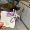 Pasador de Cristal con Lazo de Cinta Rosa para Mujeres con Flequillo de Lado, Dulce Pinza de Pato Accesorio para el Cabello