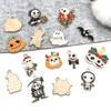 Colgante de Halloween con forma de calavera fantasma y murciélago, con 15 gotas de aceite, ideal para pulseras y llaveros.