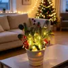 Suministro transfronterizo de artículos de decoración para el hogar: Flores navideñas luminosas LED, macetas decorativas navideñas, ramos, plantas artificiales en maceta para uso interior