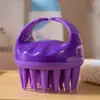 Escova de Silicone para Shampoo de Grau Alimentício, Pente Massageador de Óleo para Cabeça, Escova de Silicone Grande Redonda com Dentes Longos para Limpeza do Couro Cabeludo