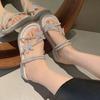 Pantuflas Francesas para Verano para Mujer 2025 Nuevas Decoradas con Pedrería de Mariposa Slip-Ons Estilo Hada Sandalias de Playa Dos Usos