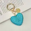 Chaveiro Pingente Cruz Argila Cerâmica Strass Pingente Chaveiro de Carro Personalidade Criativa Luxo Leve Cheio de Strass Coração de Pêssego Pingente de Bolsa