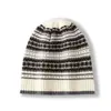 Nuevo Gorro de Cachemir Tejido para Mujer Otoño/Invierno 2024, Gorro de Moda Grueso Cálido Jacquard, Gorro de Cachemir de Bloques de Color, Versátil